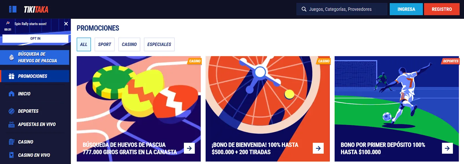 TikiTaka bonos y promociones