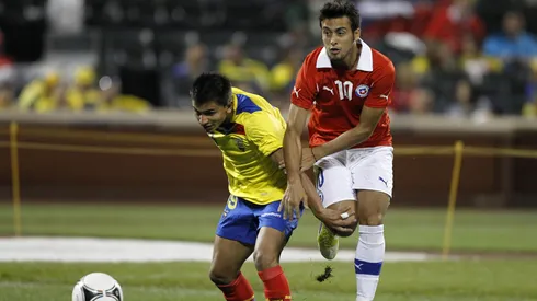 Cristóbal Jorquera en acción por la Roja: disputó cuatro partidos clase A en la selección chilena. 

