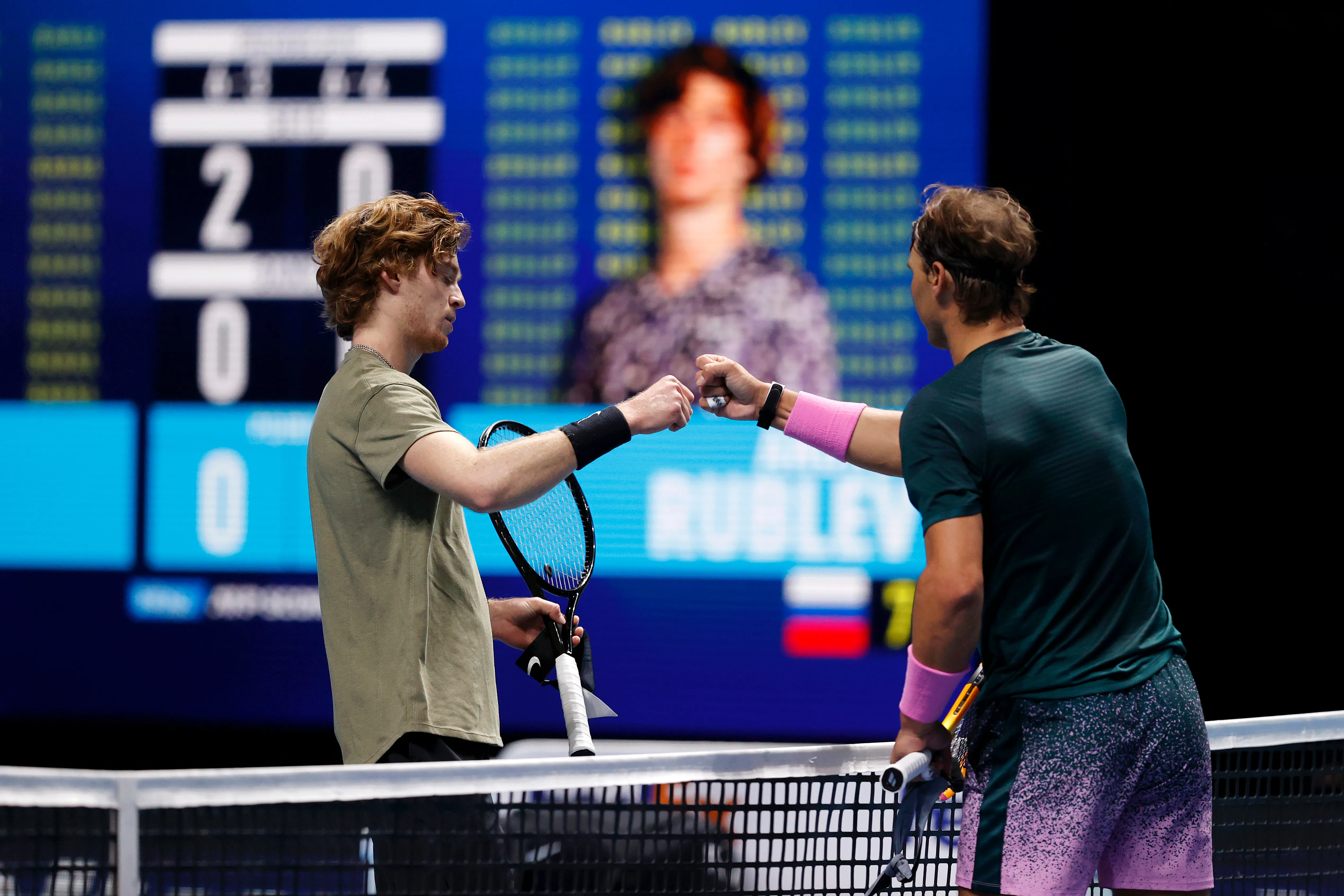 Rublev junto a Nadal, en el 2020