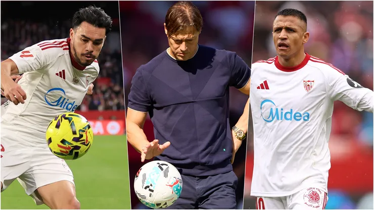 Alexis Sánchez y Gabriel Suazo le dicen adiós a Matías Almeyda en Sevilla.