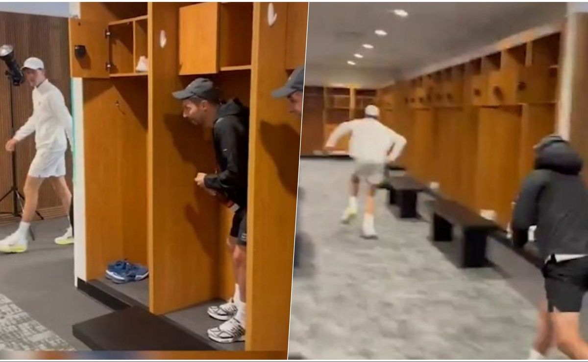 Jannik Sinner no logra escapar del champañazo tras lograr la misma gracia del Chino Ríos