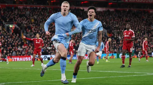 Erling Haaland festeja su gol en la victoria del Manchester City por 2-1 ante Liverpool en la Premier League 2025/26.