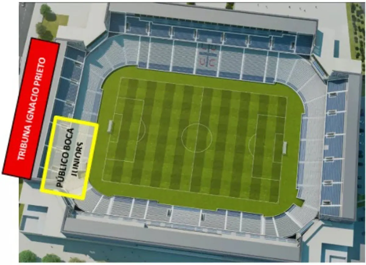 El sector del Claro Arena designado para los hinchas de Boca Juniors contra la UC.