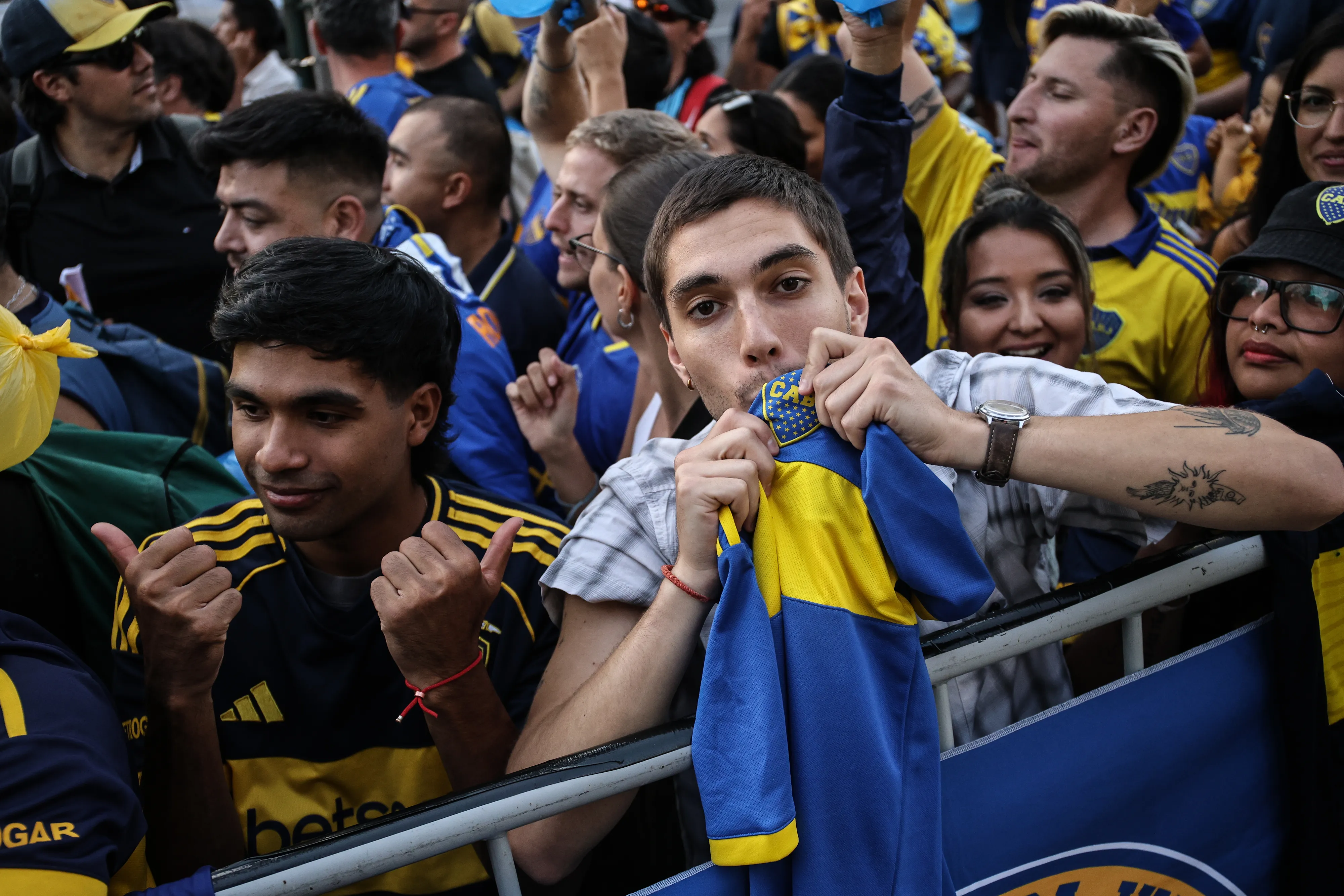 Hinchas de Boca en Chile. Foto: Diego Martin/Photosport