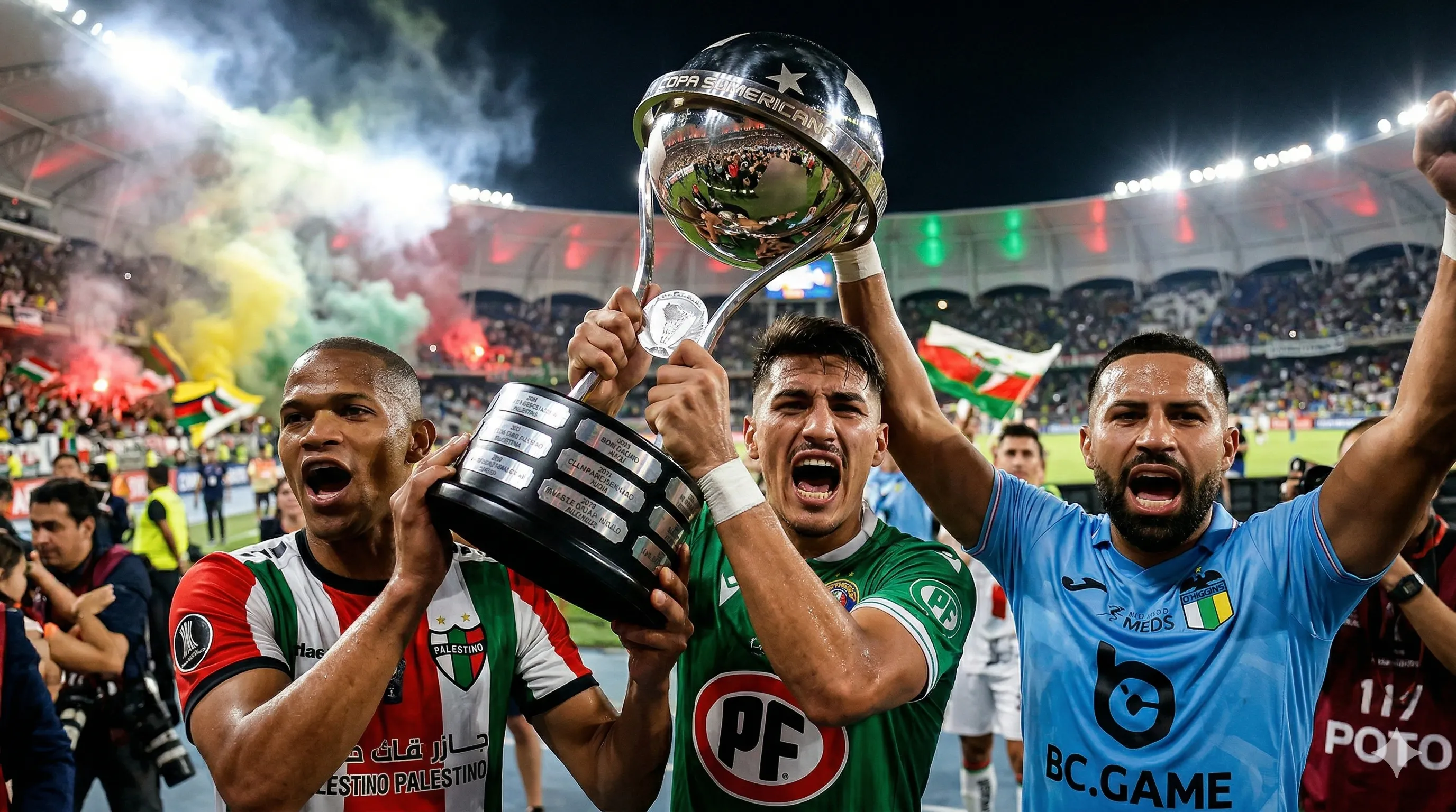 Palestino, Audax y O’Higgins serán los representantes chilenos en la Sudamericana 2026. (Foto: Diseñado con IA, RedGol)
