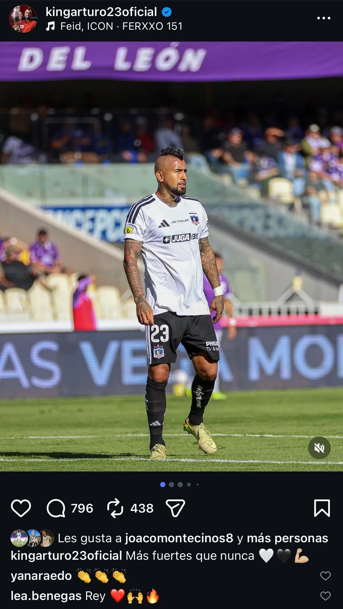 Leandro Benegas quedó loco con el partido de Arturo Vidal en Colo Colo. Foto: Instagram.