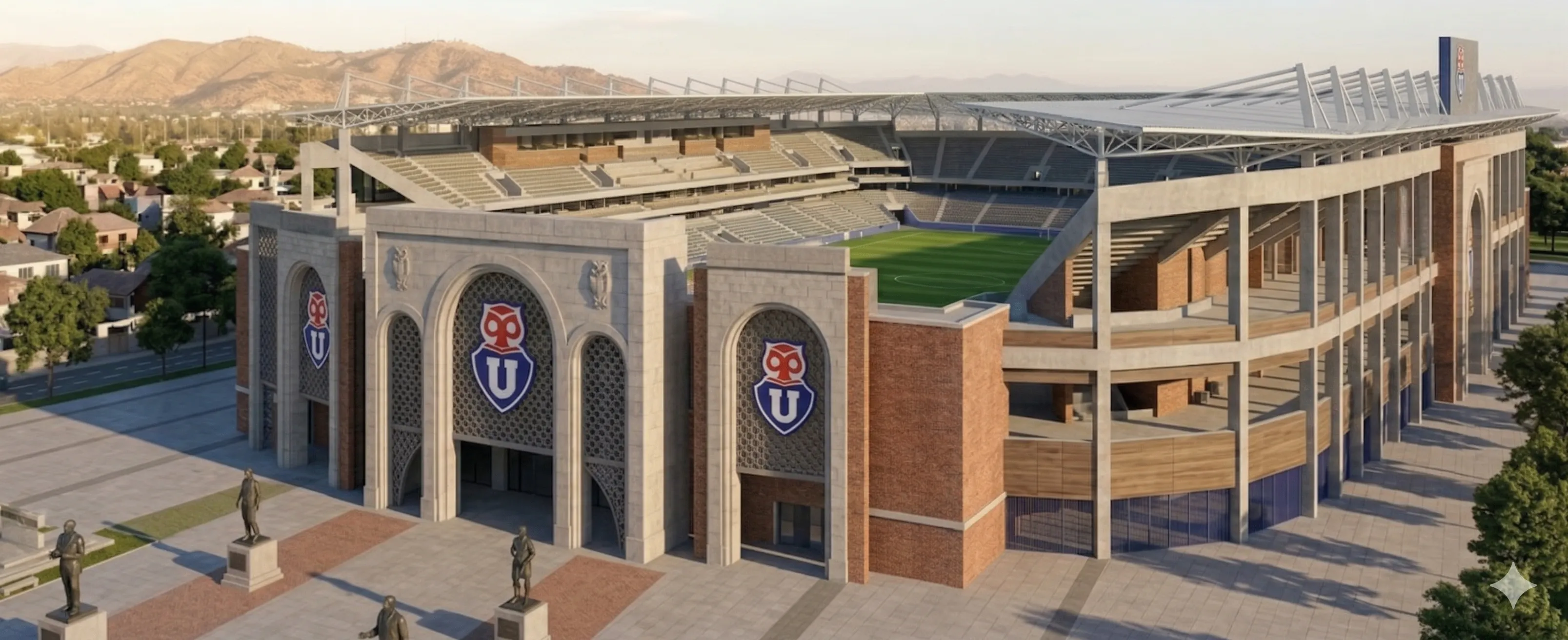 El diseño de la IA para el estadio de la U en La Cisterna. (Foto: Gemini )