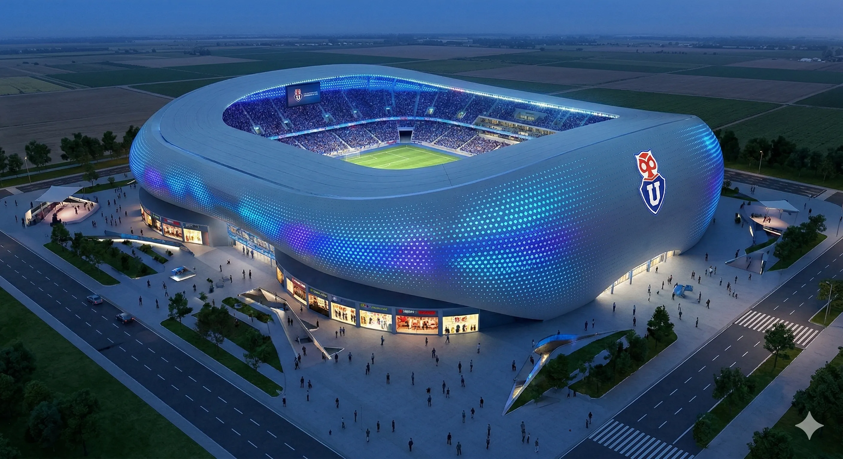 El diseño de la IA para el estadio de la U en Lampa. (Foto: Gemini )