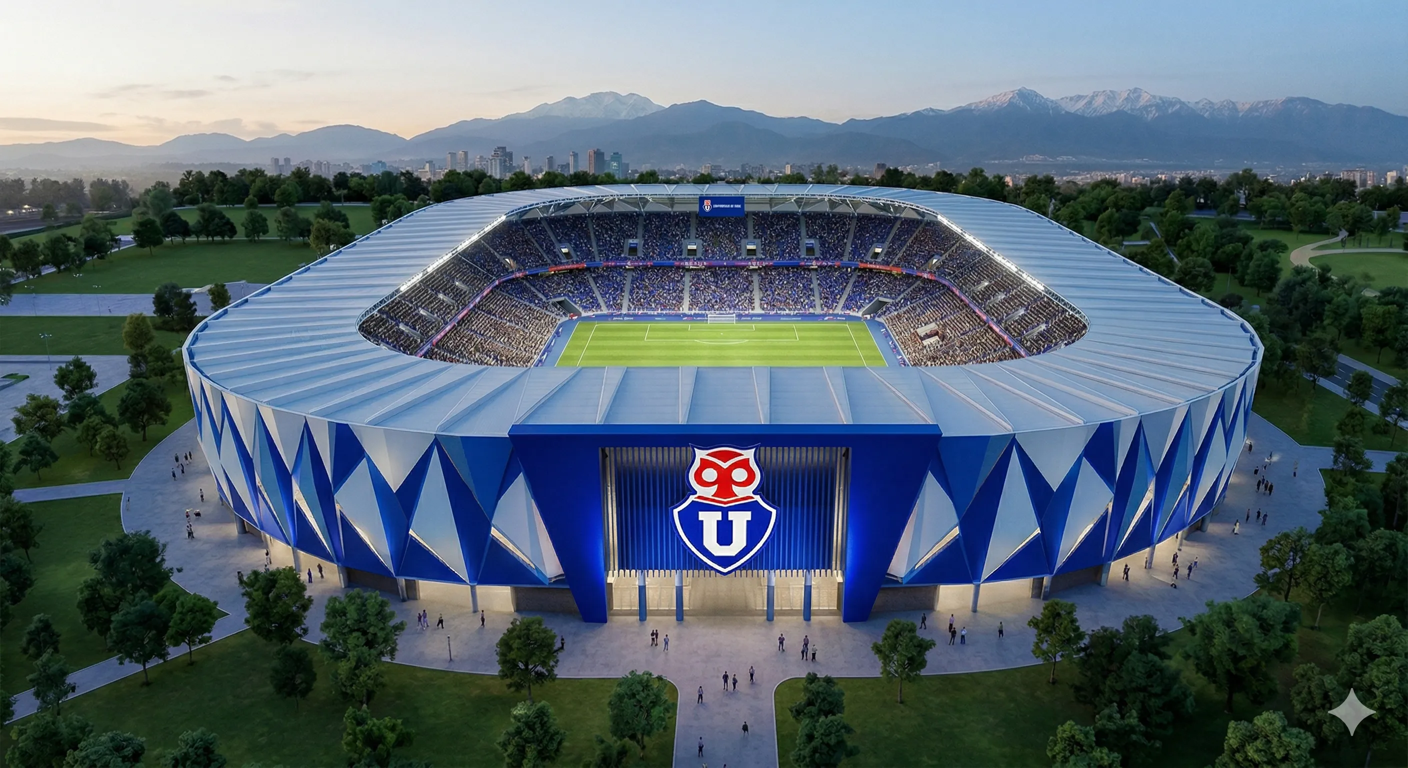 El diseño de la IA para el estadio de la U en Cerrillos. (Foto: Gemini )
