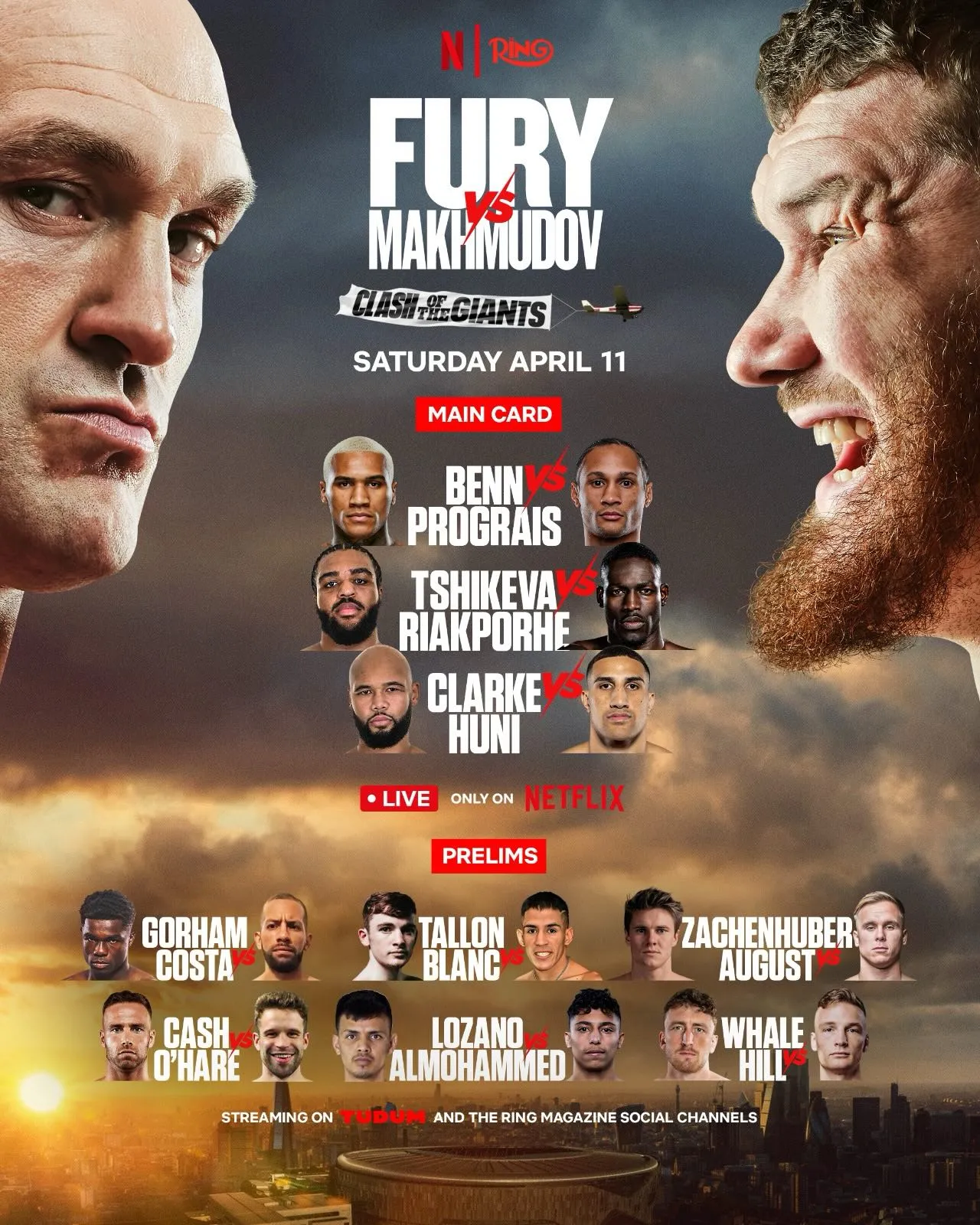 Fury vs. Makhmudov se podrá ver a nivel global por Netflix.