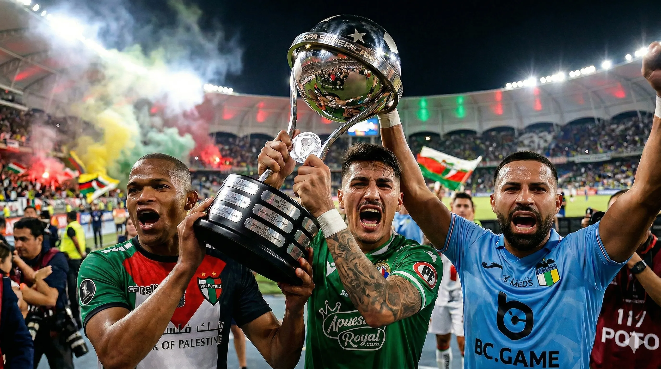Palestino, Audax y O’Higgins vuelven a la acción esta semana por Copa Sudamericana. (Foto: Editado con IA / RedGol)