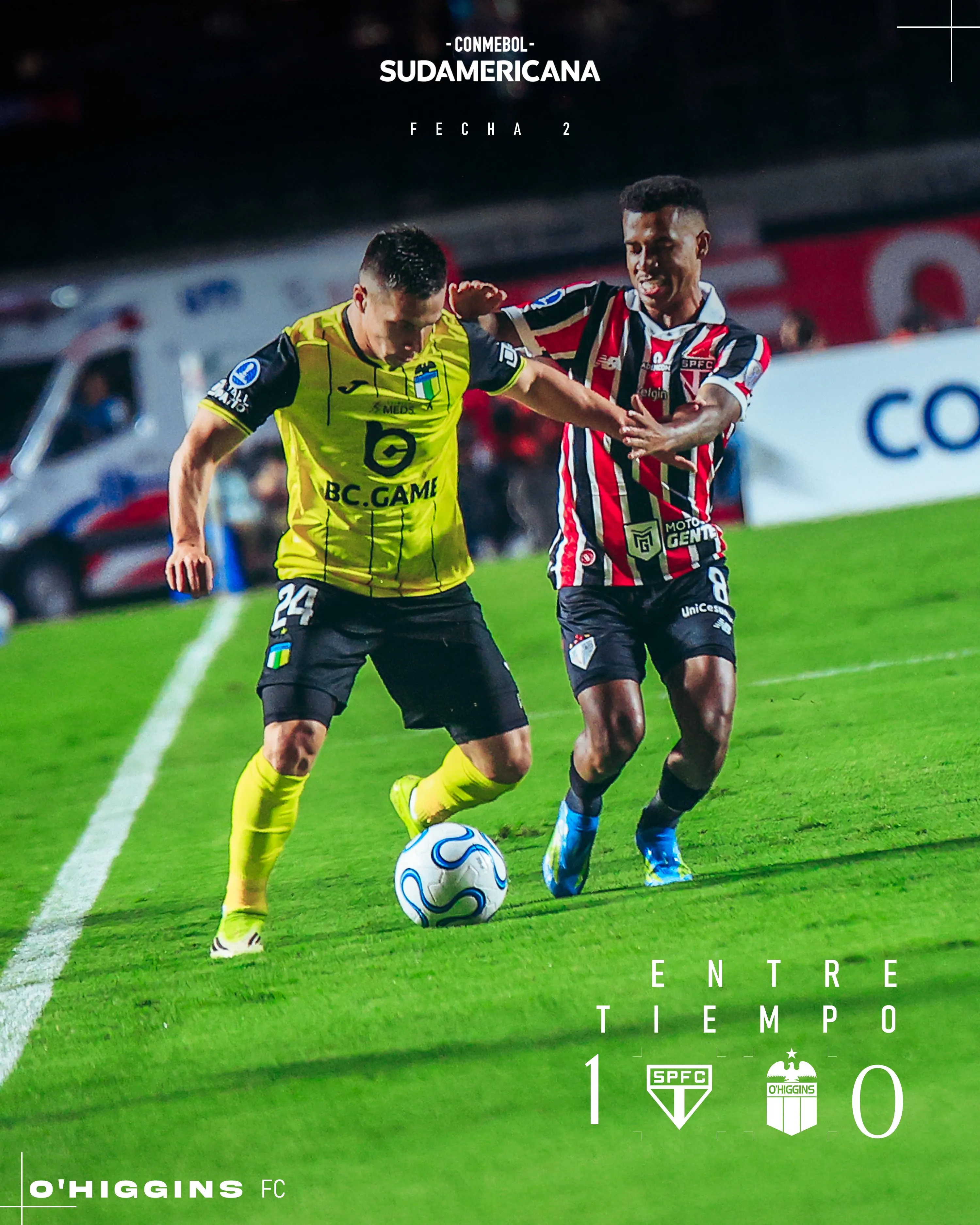 O’Higgins pelea con Sao Paulo pero se perdió el empate en los pies de Bryan Rabello. Foto: O’Higgins.