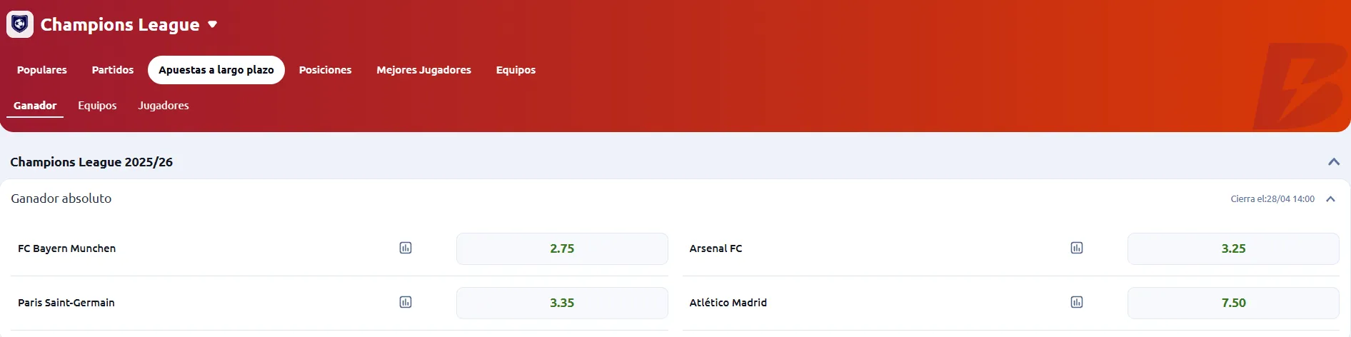 Tomada de Betano el 16/04/2026