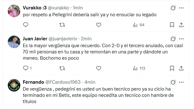 La furia de los hinchas del Betis contra Manuel Pellegrini. 