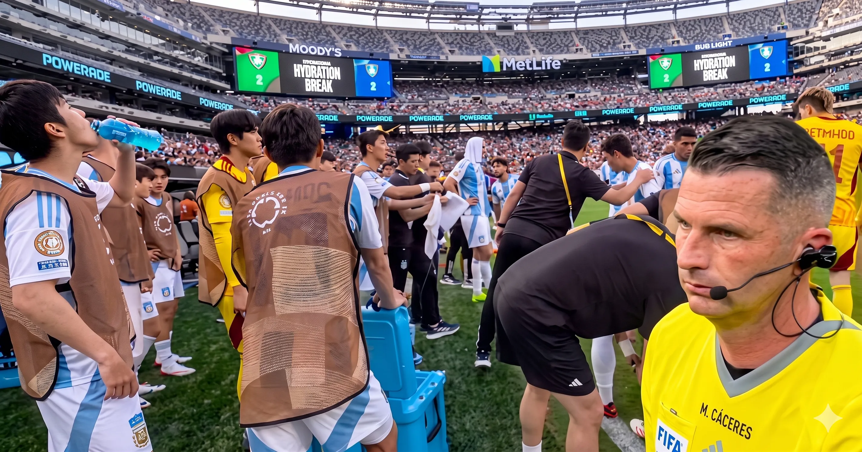 La llamada pausa de hidratación en el fútbol.