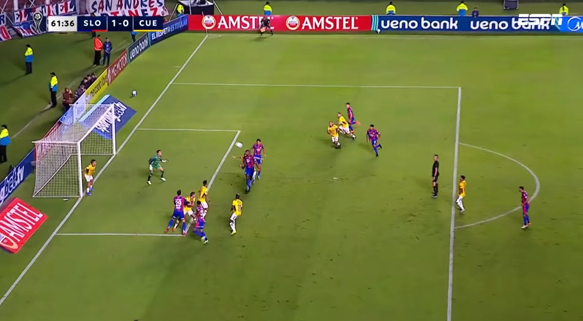 El cabezazo de Romaña que hizo gozar a San Lorenzo en el Nuevo Gasómetro. (Captura ESPN).