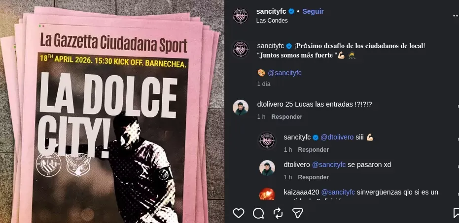 Los comentarios que dejaron en las redes sociales del Santiago City. Lamentablemente fueron borrados con el correr de los minutos. | Foto: Captura.