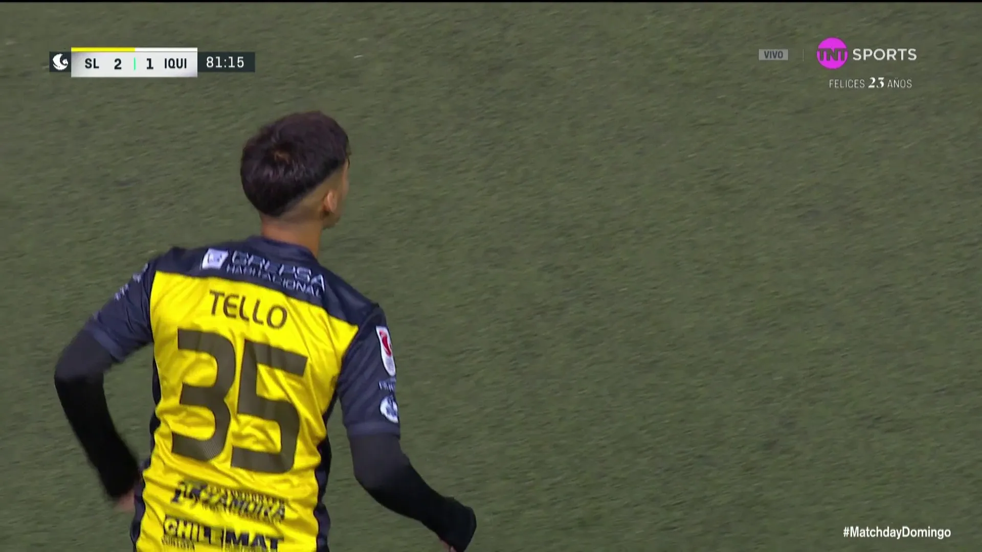 Otra imagen del ingreso de Juan Ignacio Tello. (Captura TNT Sports).