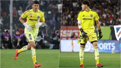 Eduardo Villanueva y Gabriel Maureira pelean por el arco de Colo Colo.