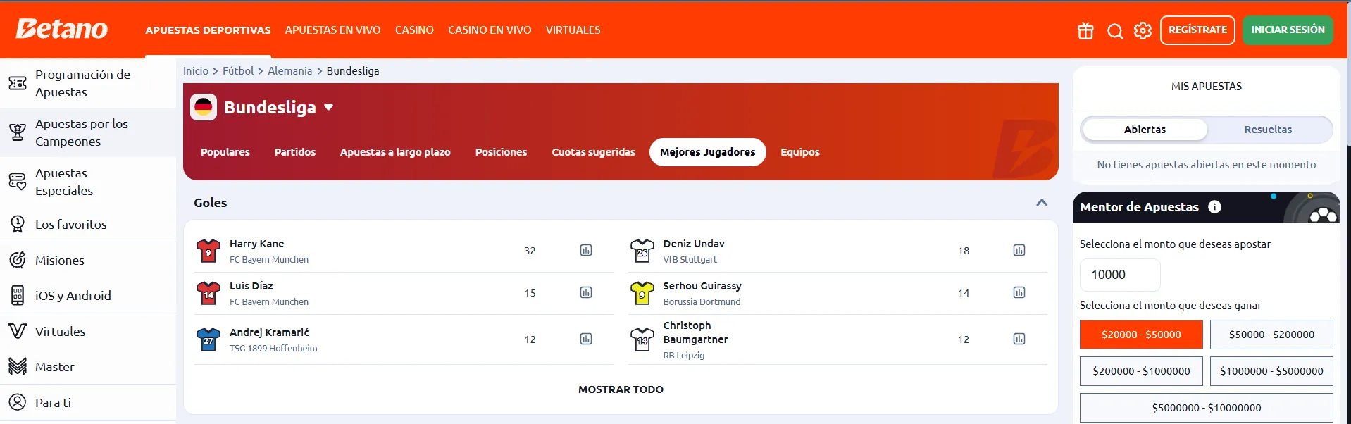 Tomada desde la web oficial de Betano