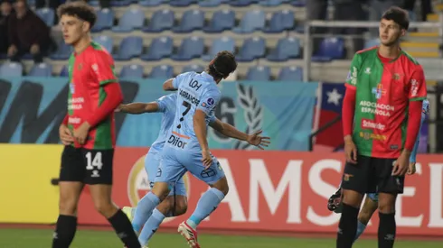 El festejo de Martín Sarrafiore tras su gran gol ante Boston River.
