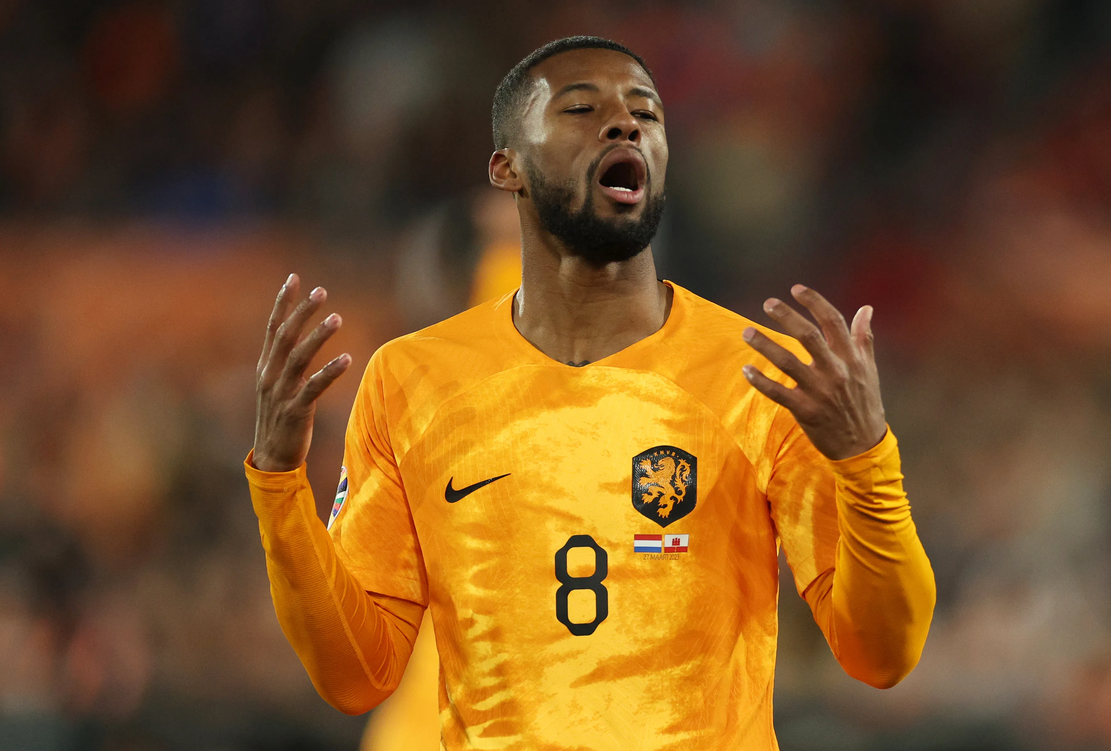 Georginio Wijnaldum no será ni opción para el Mundial en Países Bajos, según confirmó su técnico. Foto: Getty Images.