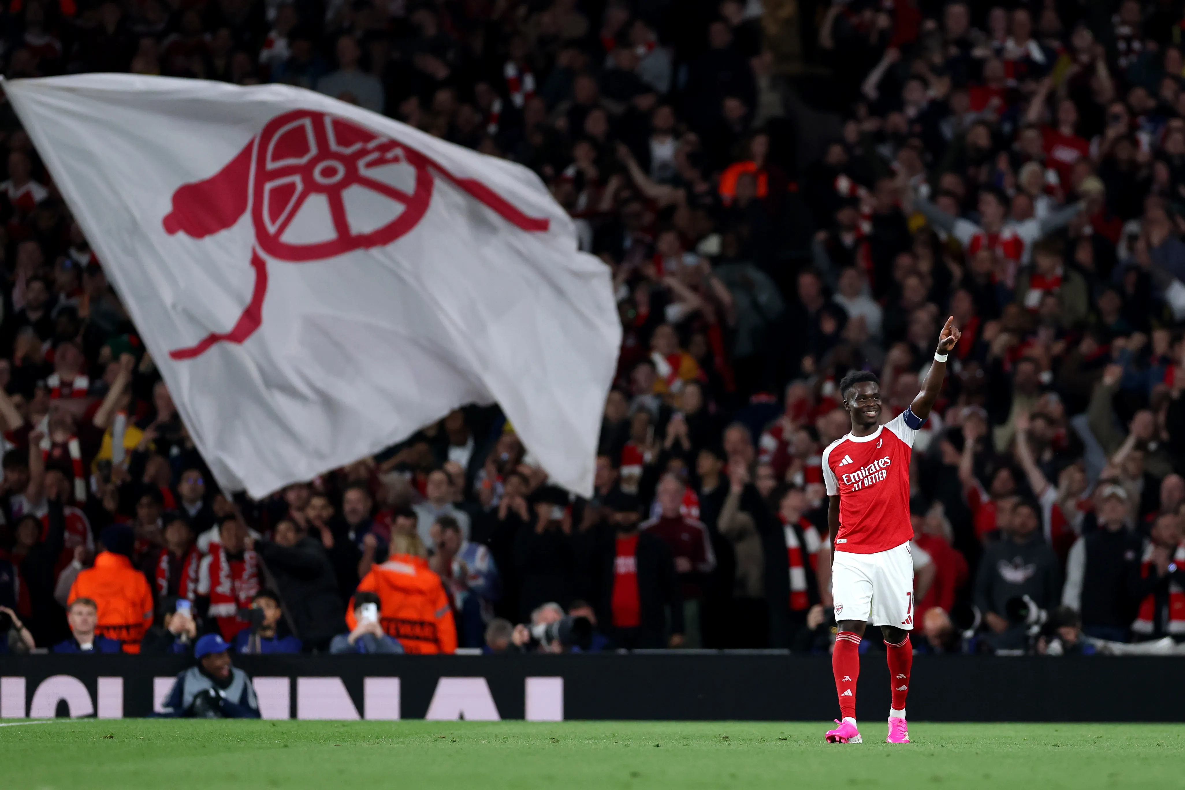 Bukayo Saka anotó el gol del triunfo del Arsenal ante Atlético de Madrid para clasificar a la gran final de la Champions League. Foto: Getty Images.