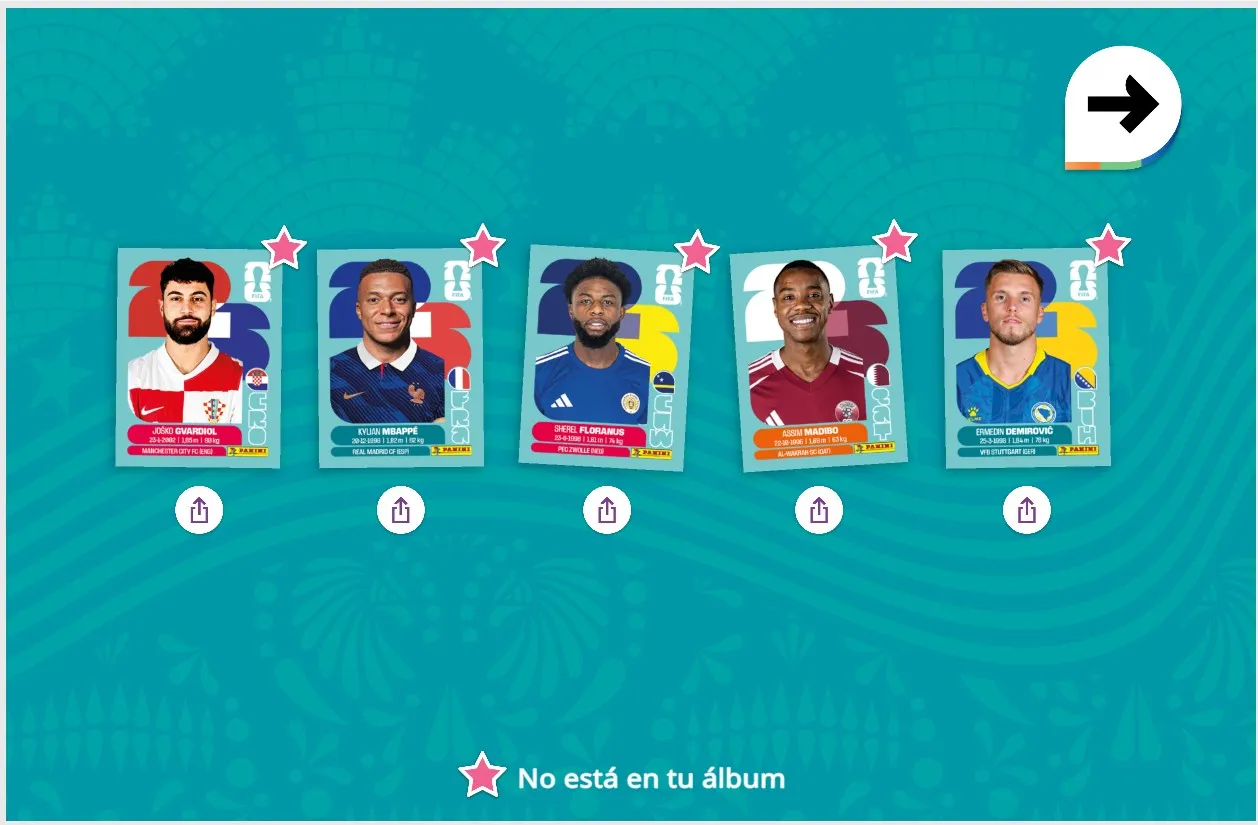 Las laminas del álbum virtual del Mundial 2026. (Foto: Panini)
