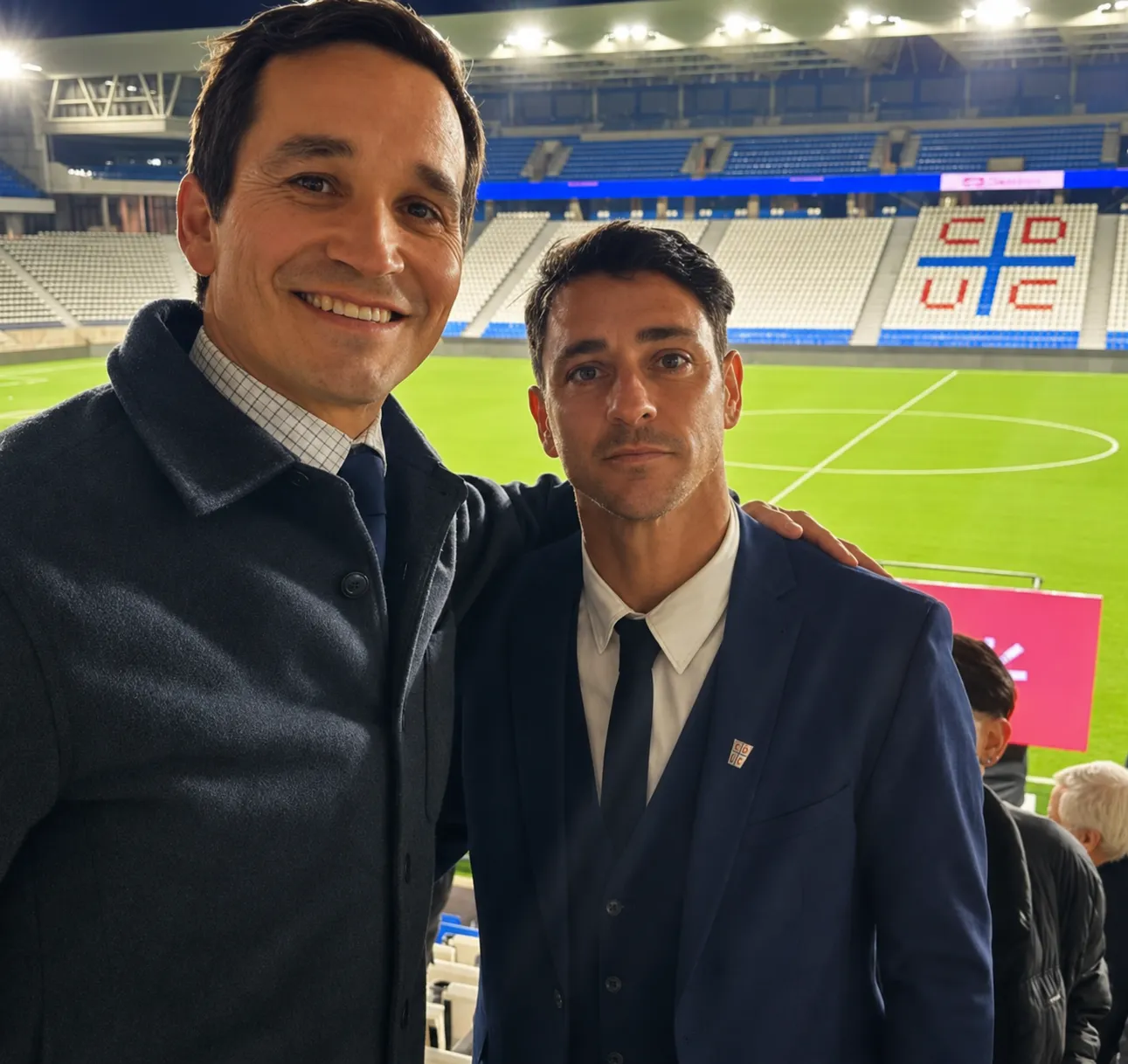 Andrés Vial junto a Fernando Zampedri en la inauguración del Claro Arena. (Captura Instagram).