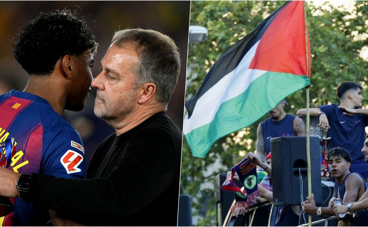 Hansi Flick y el gesto de Lamine Yamal con la bandera de Palestina: “No me gustó; hablé con él”