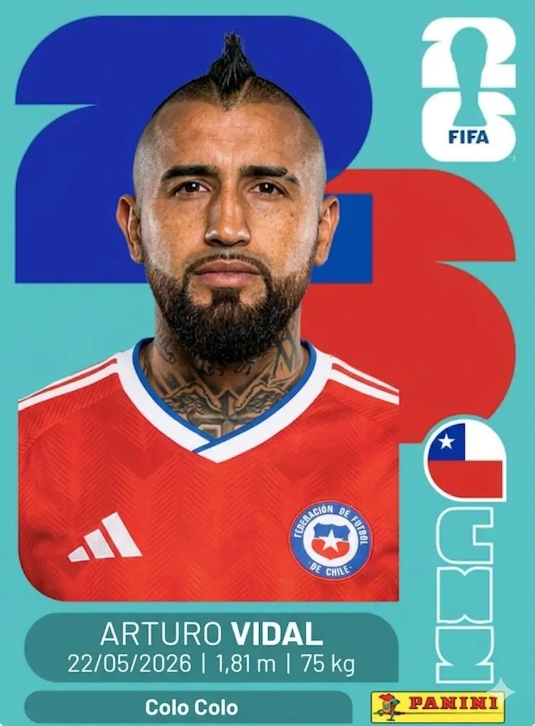 Así sería la postal de Arturo Vidal en el álbum 2026.