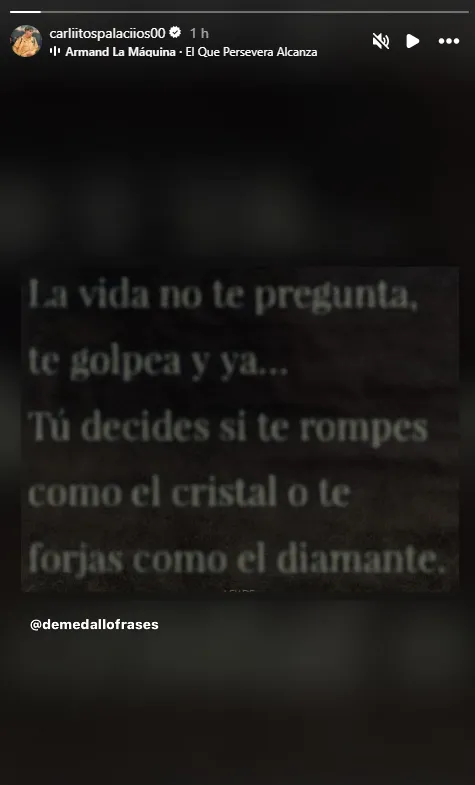 Carlos Palacios dejó este mensaje ante su presente en Boca Juniors. Foto: Instagram.