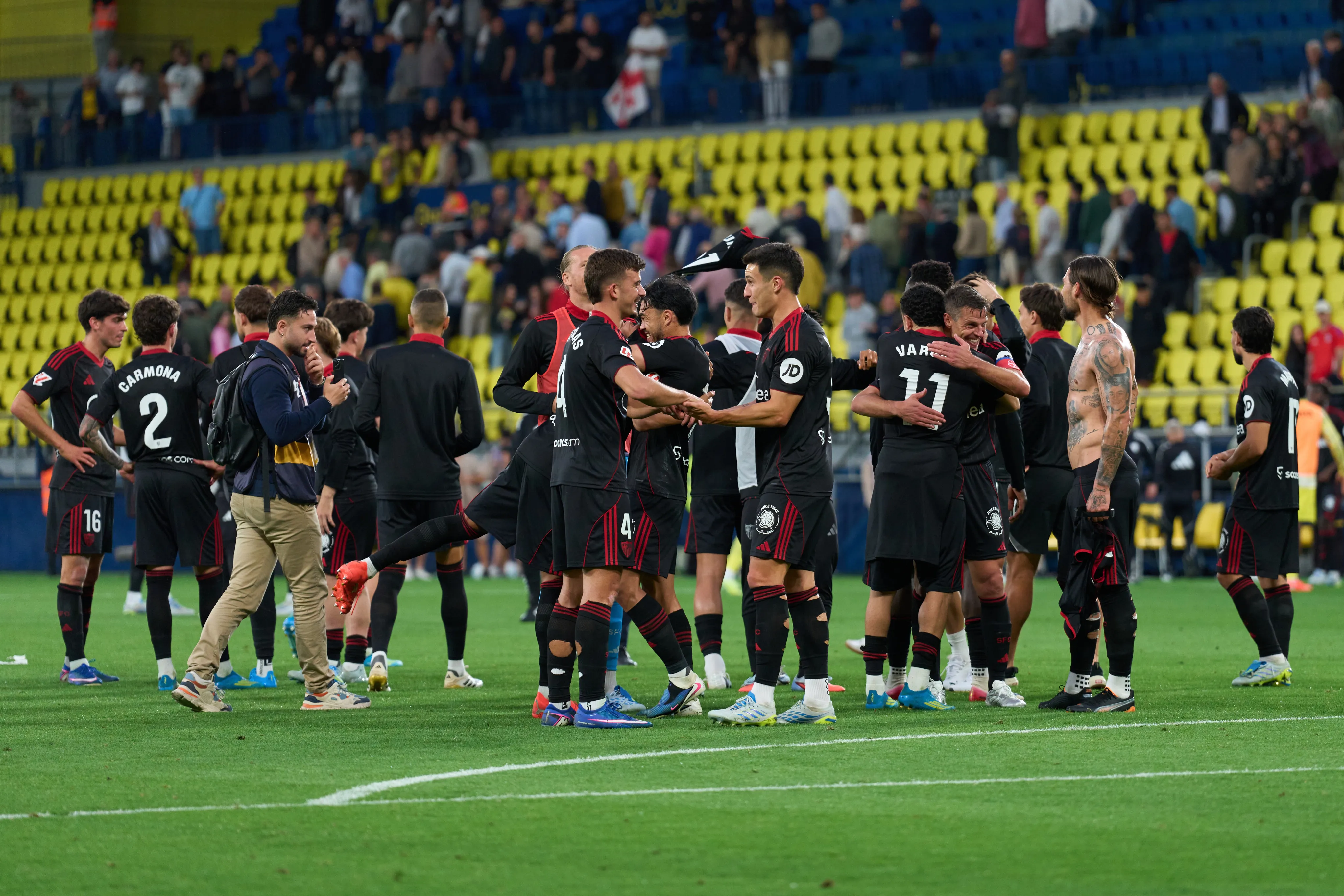 Sevilla celebra la victoria ante Villarreal. Foto: Getty