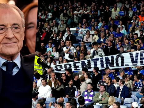 Hinchas del Real Madrid piden la salida de Florentino Pérez en el Bernabéu
