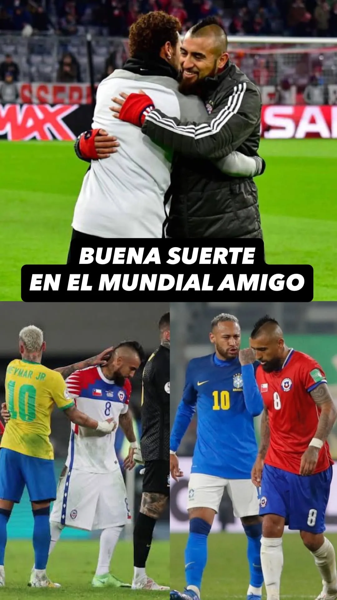 La postal que publicó Arturo Vidal celebrando la nominación de Neymar