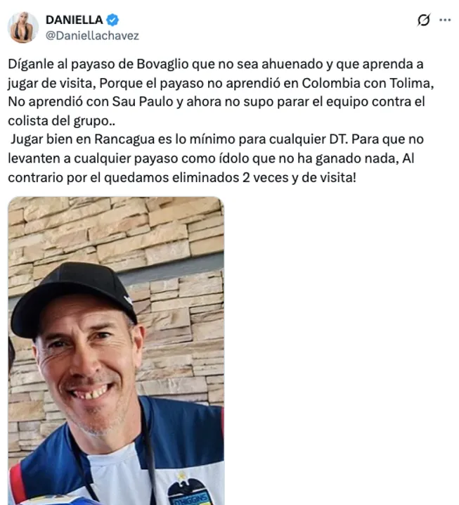 Los tuits de Daniella Chávez contra Lucas Bovaglio