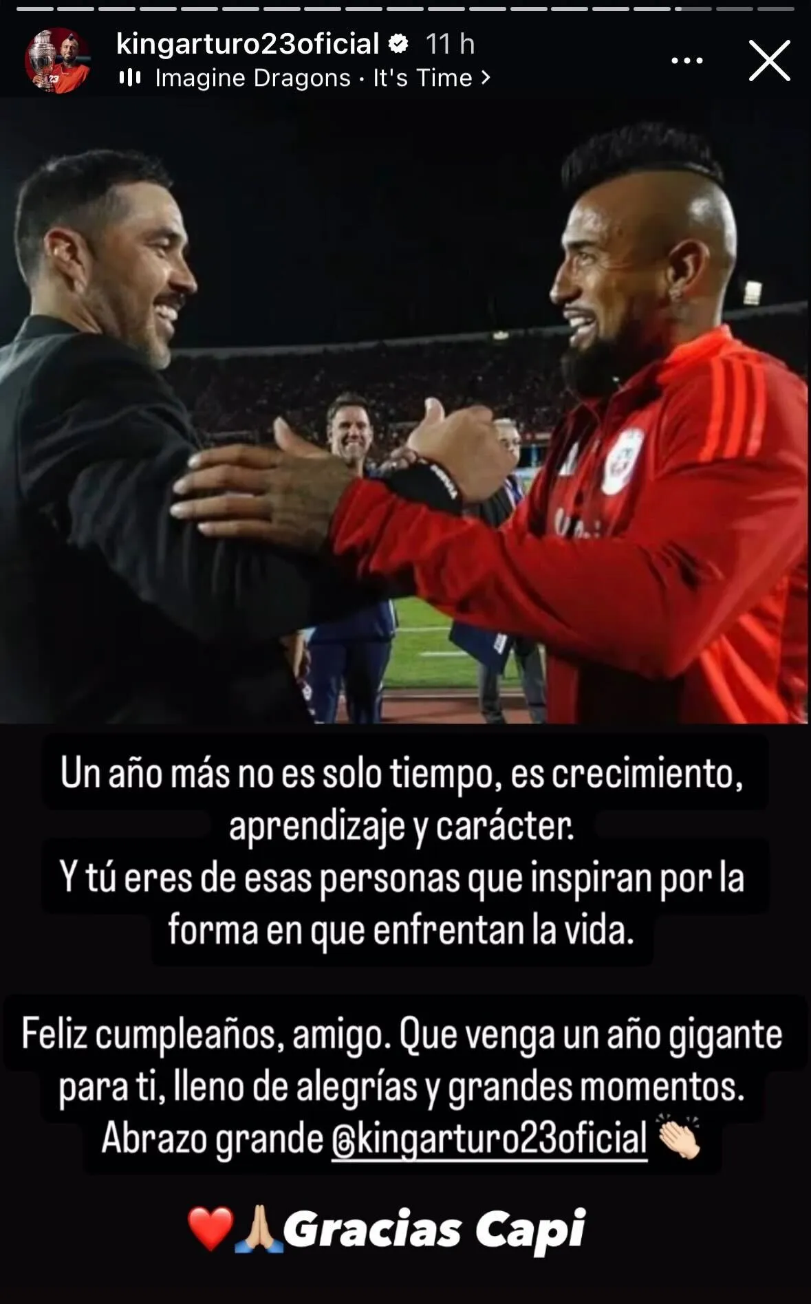 Así celebró Claudio Bravo el cumpleaños de Arturo Vidal. Foto: Instagram.