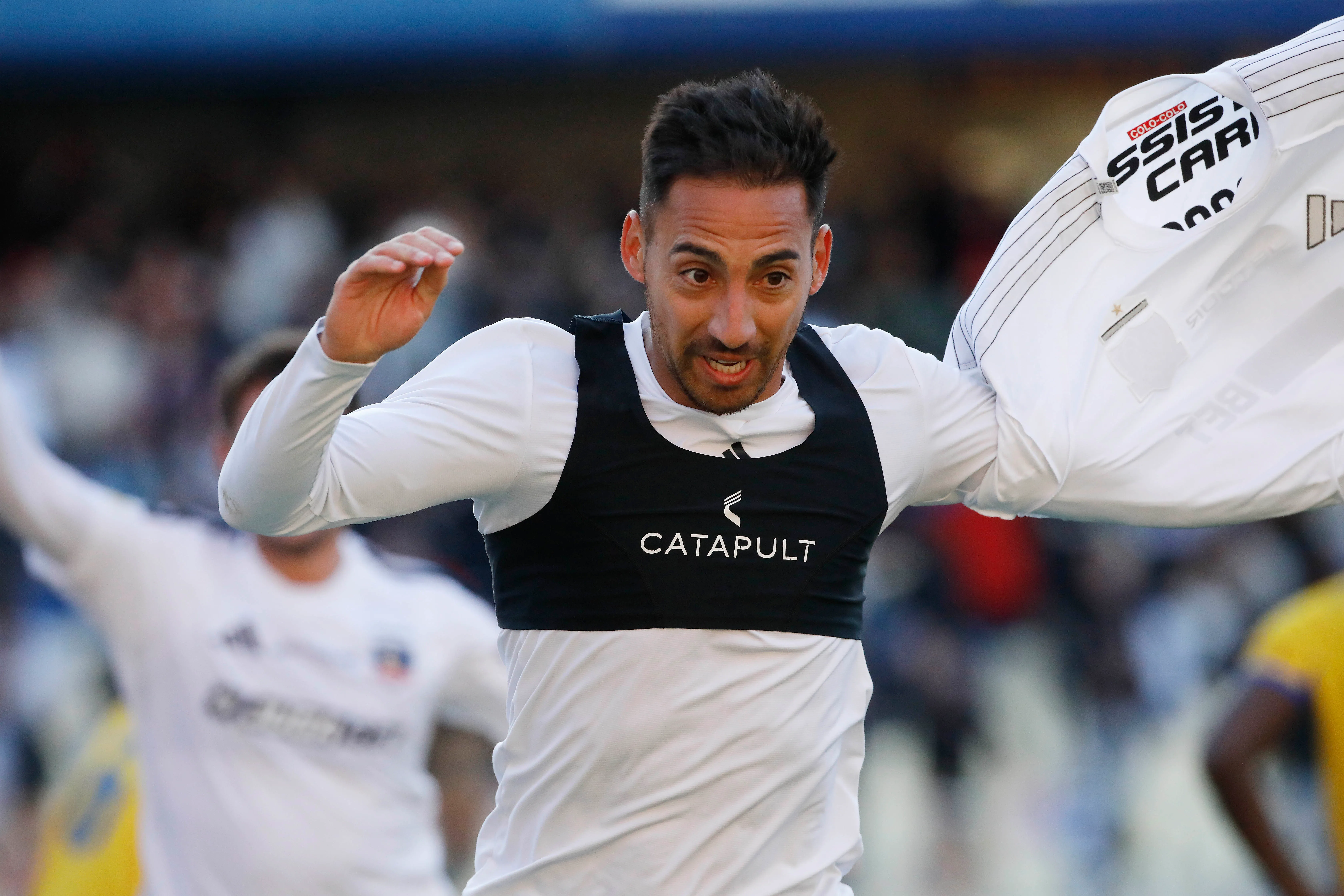 Javier Correa no se cansa de festejar en Colo Colo. Imagen: Photosport