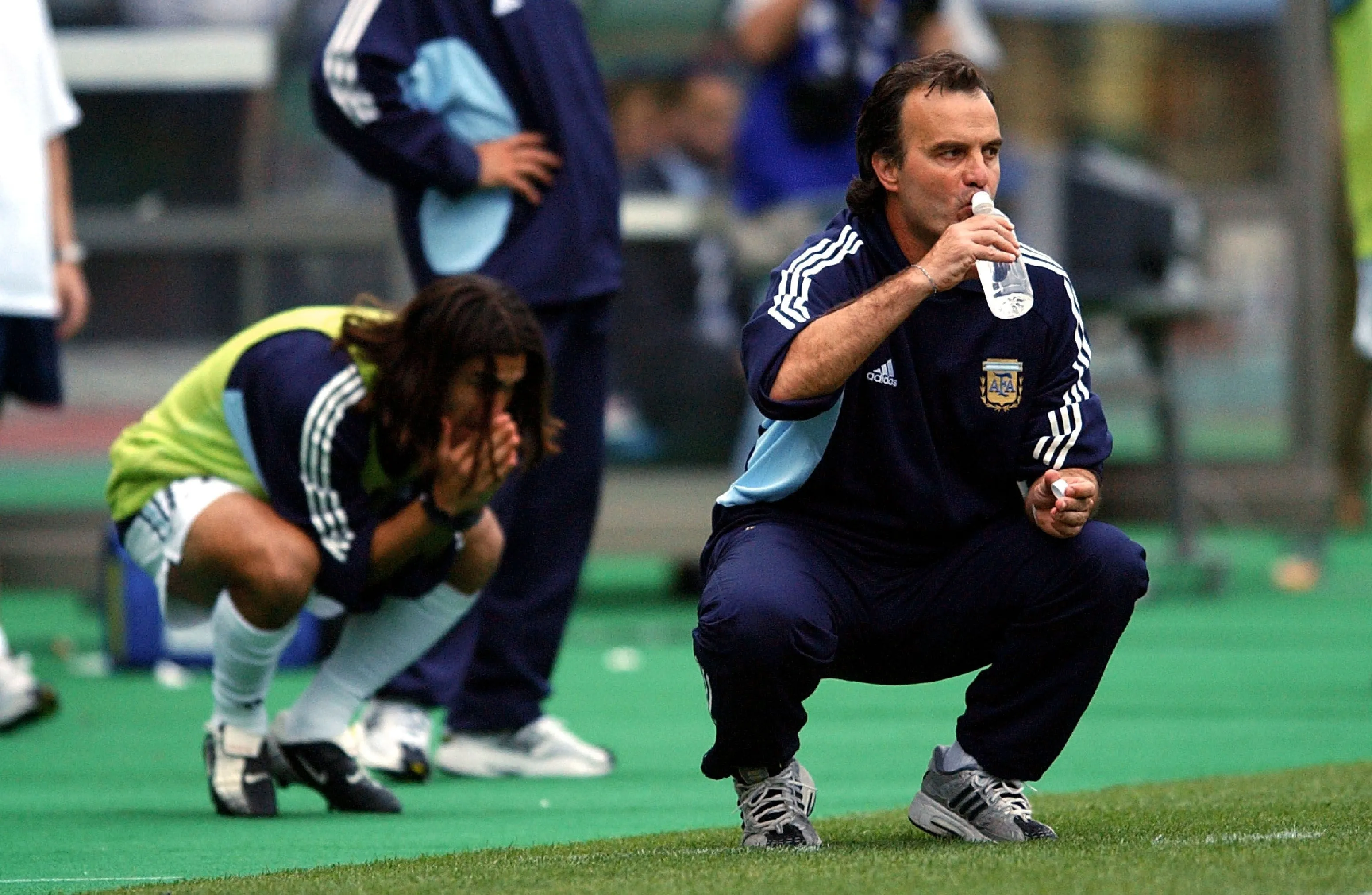 Marcelo Bielsa en el partido de Argentina vs Suecia. (De Waele/Getty Images).