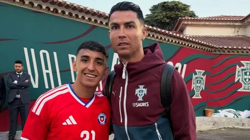 Millán con Cristiano Ronaldo en el amistoso de Chile.