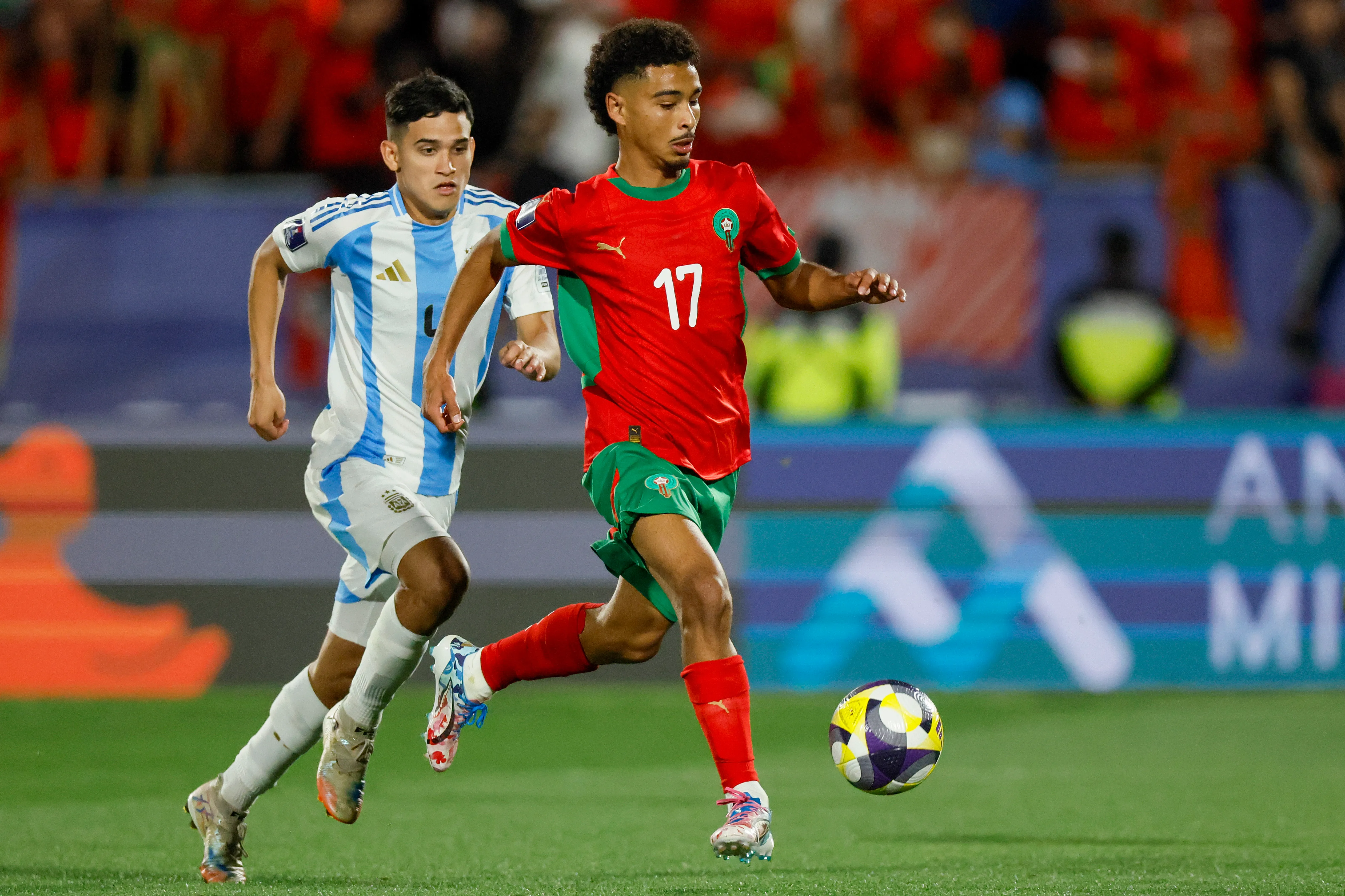 Yassine Gessime ante Argentina: el atacante dirá presente en el Mundial 2026. (Andres Pina/Photosport).