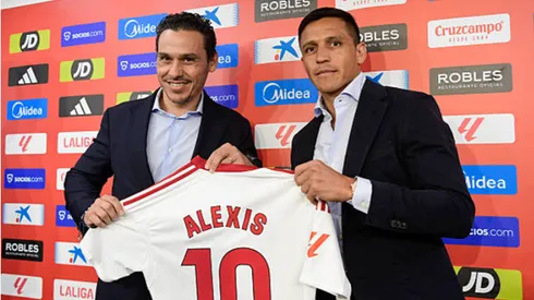 José María del Nido, presidente del Sevilla, en la presentación de Alexis Sánchez.