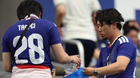 Los hinchas japoneses mostraron su cultura.
