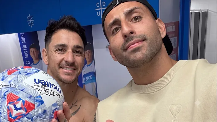 Fernando Zampedri y Guillermo Maripán compartieron tras la goleada de Universidad Católica.
