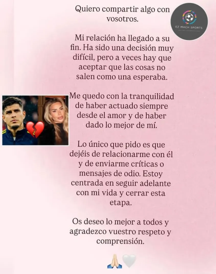 Aura de la Cruz confirmó su separación de Piero Hincapié