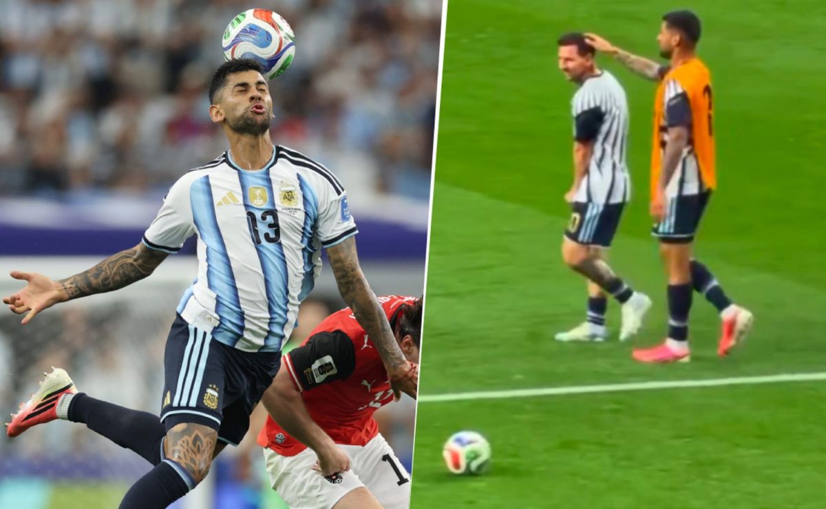No se vio en TV: Cuti Romero le pegó pelotazo a Lionel Messi y pidió cambio por lesión