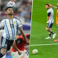 No se vio en TV: Le pegó pelotazo a Lionel Messi y pidió cambio por lesión