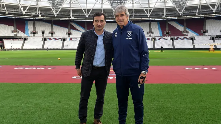 Luis Landeros en la visita que le hizo a Manuel Pellegrini en 2018.