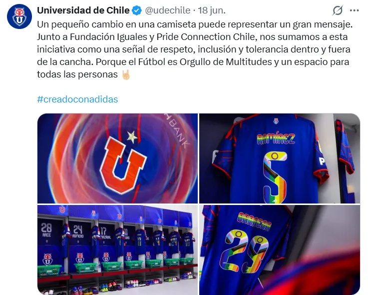 Las camisetas de la U con dorsales de la bandera del orgullo.