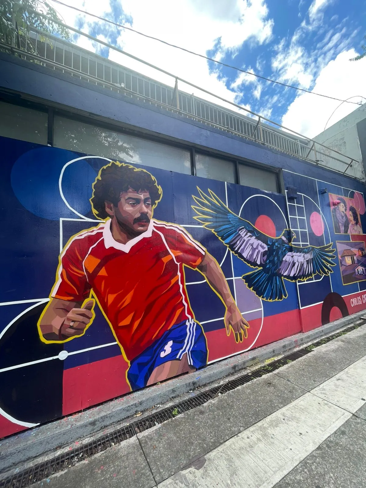 Parte del hermoso mural en honor a Carlos Caszely. (Foto: cedida por Matías Fuenzalida).